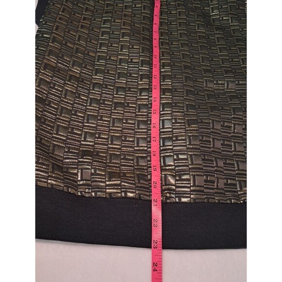 Kate Spade Saturday Baroque Top Blouse Metallic Gold Black Short Sleeves Size XS - Picture 8 of 9
